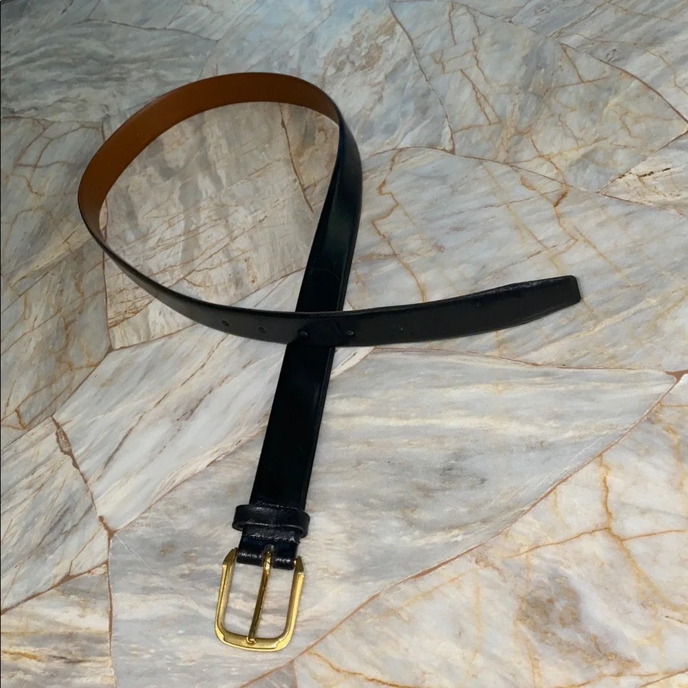 Christian Dior‎ Mens Black Leather Gold Buckle Dress Belt 3z 32 80 Made in Spain